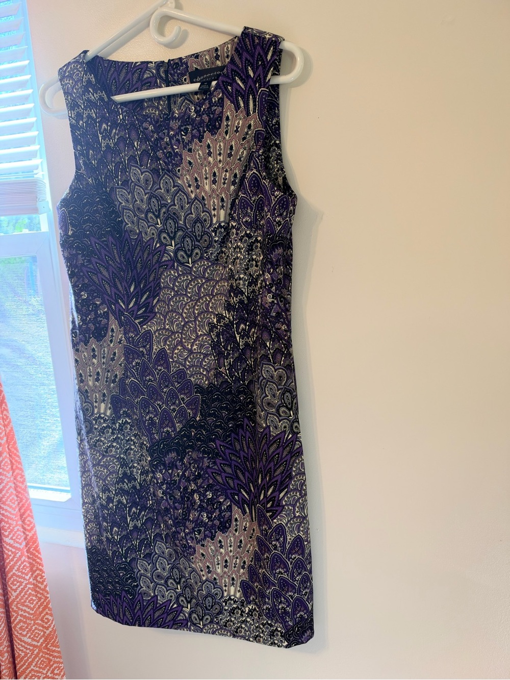 connected apparel Purple and Black Patterned Sleeveless Sheath Dress